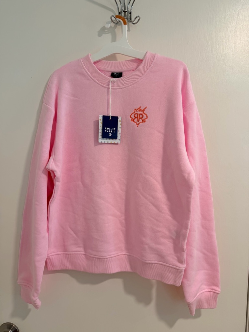 Roller Rabbit x Target Pink NWT Crewneck Sweater with Orange Logo SMALL